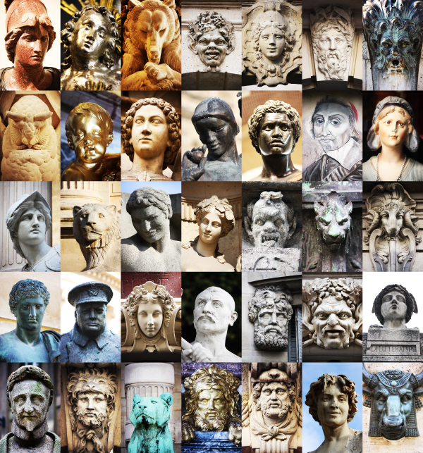 faces Paris visage photo head eyes sculpture mosaic