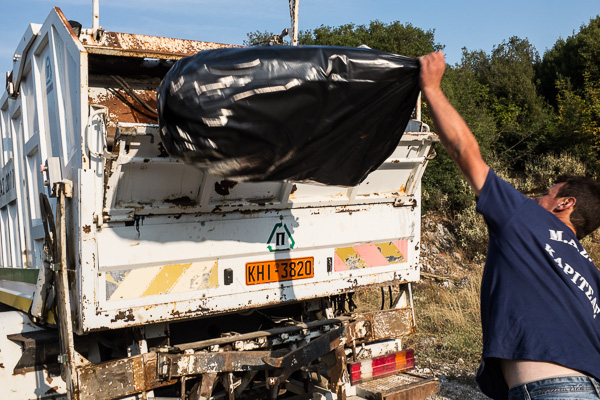 garbage trash grabage truck colour ioannina zitsa epirus Greece fuji fujifilm Finepix x100s people Documentary  portrait