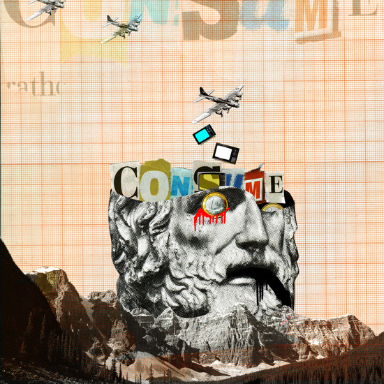 collage Consume capitalism greed money surreal
