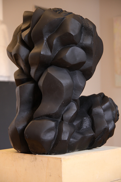 sculpture black ivan venkov matt plaster gips figure stylisied abstraction drapery