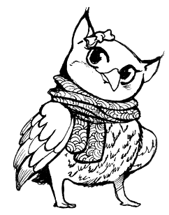 cute owl winter Tree  print bird