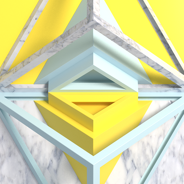 polygon geometric Geometrical Polygons tetrahedron hexagon Marble wood plastic sculpture colorful Konstruktiv polystrukts vray