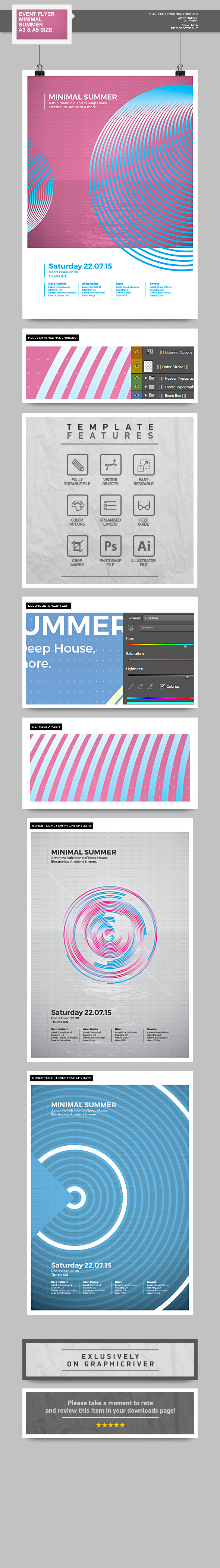 House music lounge minimal party Pool poster Promotion psd template summer Sun techno template waves wireframe