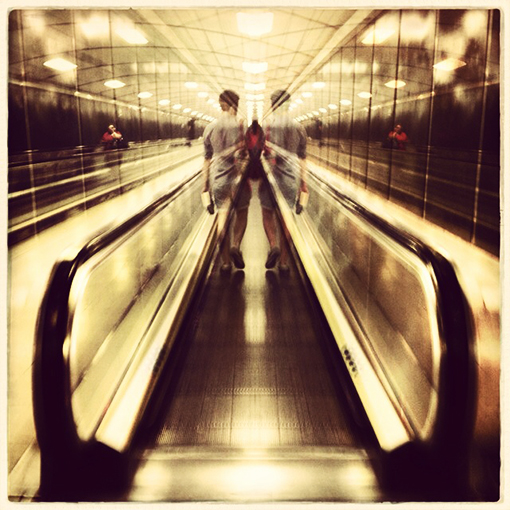 clouds land subway double mirror iPhoneography