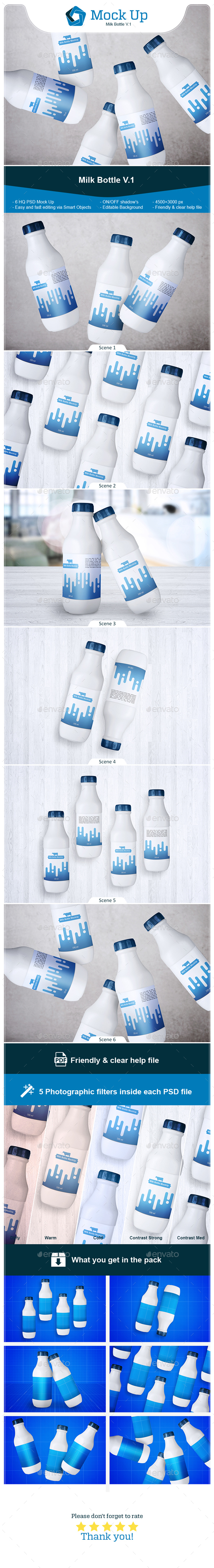 bottle milk beverage plastic Label Mockup mock up