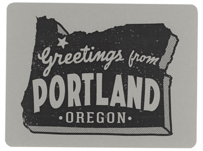 Portland pdx postcards etsy type Retro vintage hand made letterpress craft card old paper Oregon Freelance