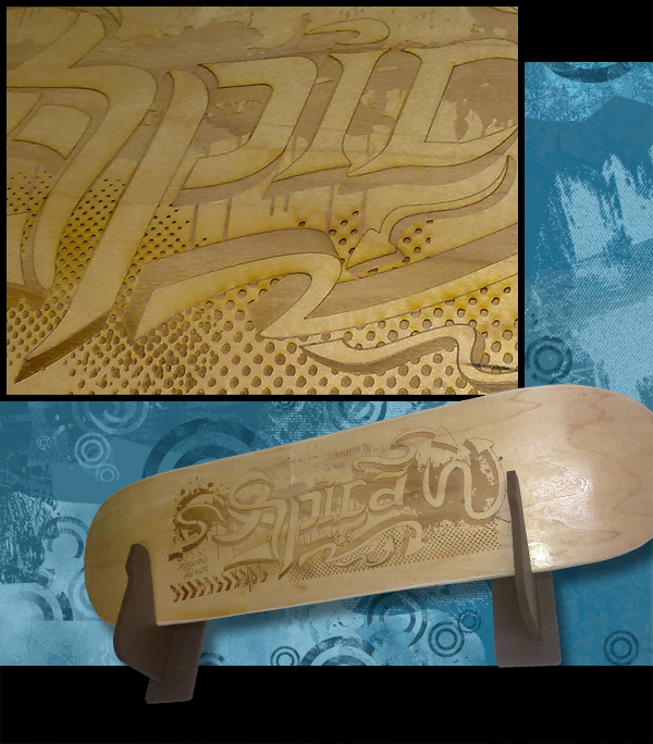 laser engrave grabado láser skateboard deck tabla patineta skate