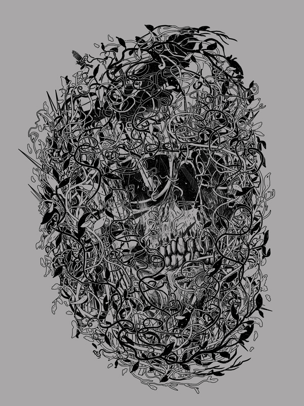 skull design black grey Nature