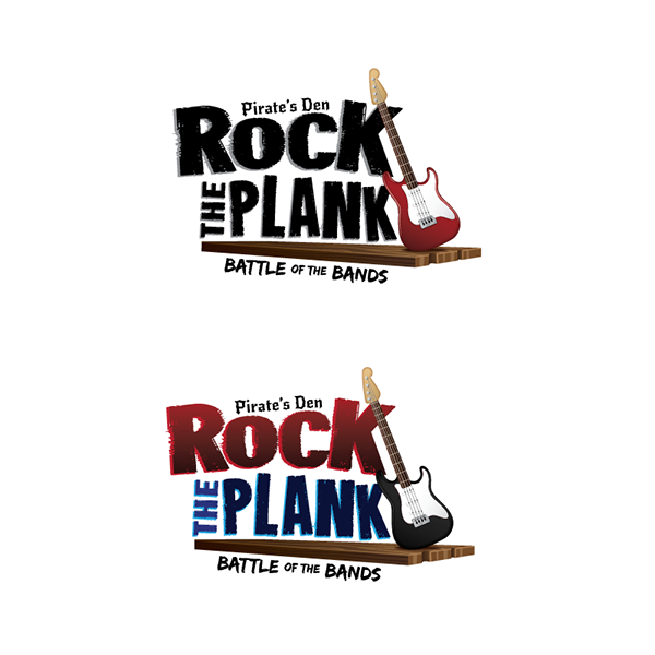 battle of the bands rock n roll logo guitar parrot pirate skeleton plank