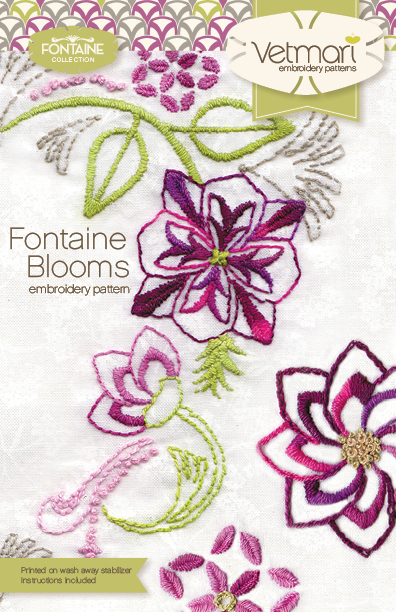 Embroidery sewing Vetmari fontaine pattern cover art deco
