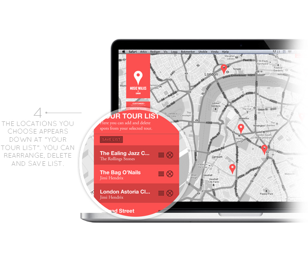 London tourism walk tourist map red history musicwalks Beatles iphone iPad tour footsteps