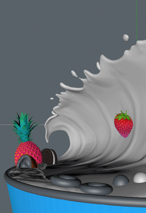 3D cinema4d fruits Surf wave milk Pineapple oreo strawberry drink