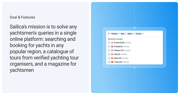Sailica Website & IOS App | Online yacht rental service
