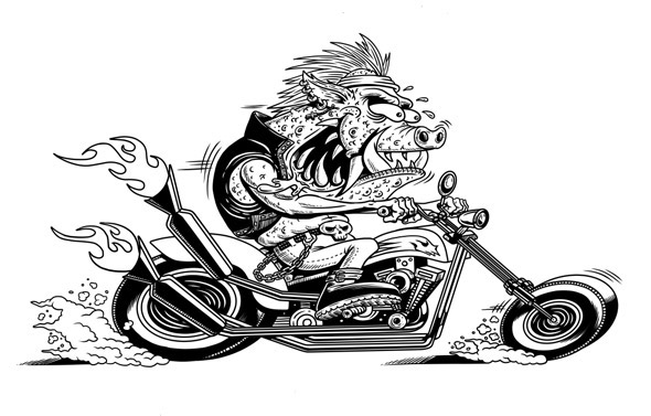 print poster pig type skull Distressed grunge biker motorcycle hawg wild texture crazy pork nasty