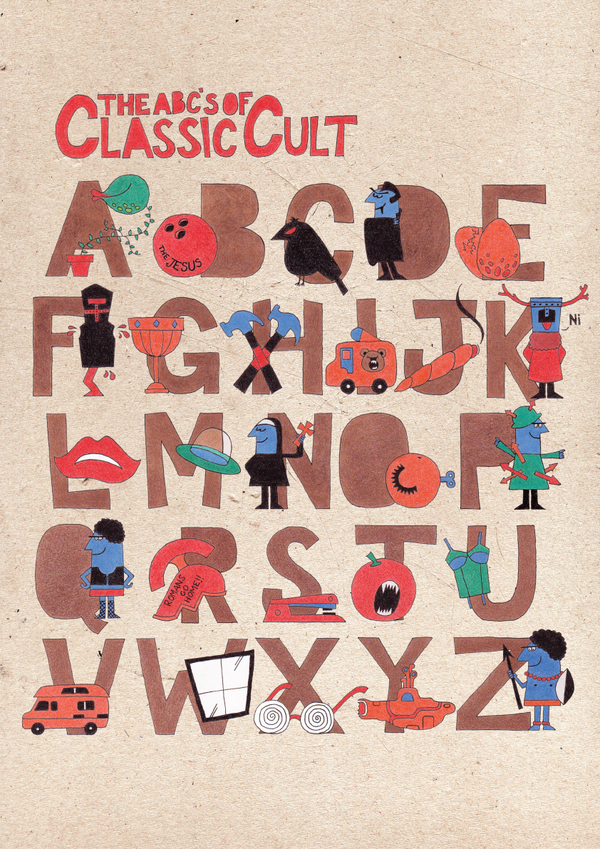 cult films poster pencils ILLUSTRATION  Character letters ABC alphabet