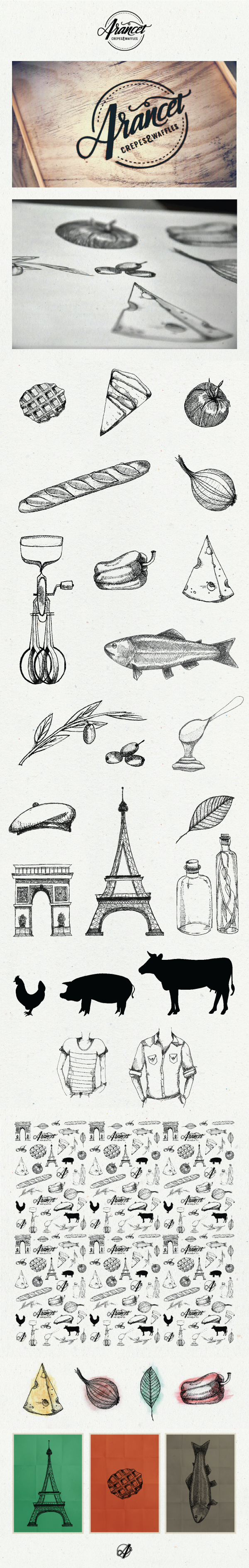 identidad ilustracion comida restaurante Resto Food  diseño grafico graphic design