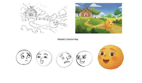 Book illustrations for "Kolobok"