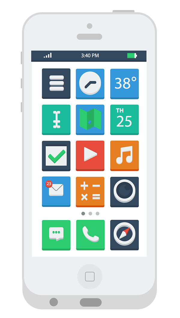 flat  iphone ios7 concept sketch