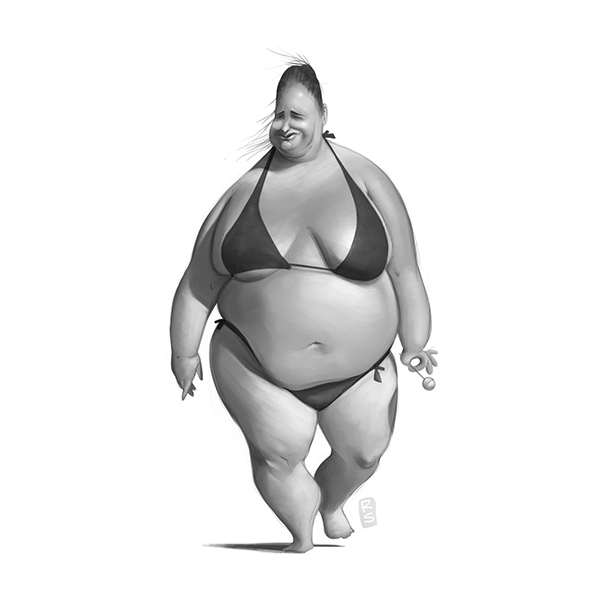 summer Sun sand people happy beuty Pug kid child thin fat BodyBuilding characterdesign sketch