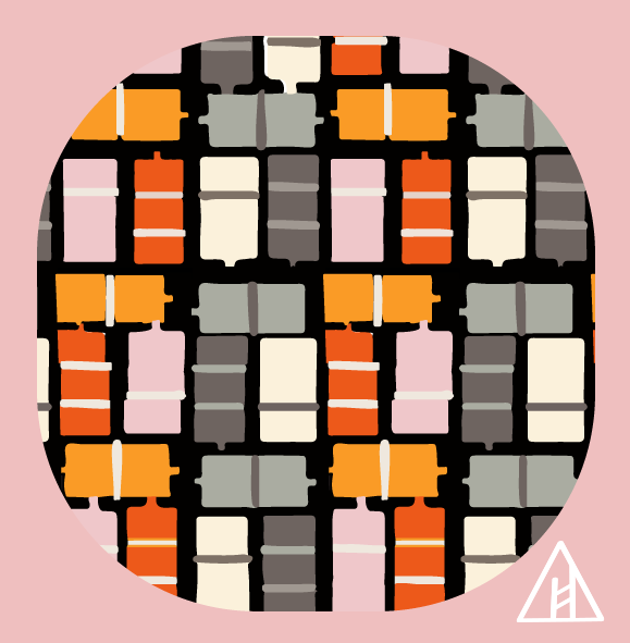 repeat pattern tile pink orange black cream experimental stickers Adamandia-K