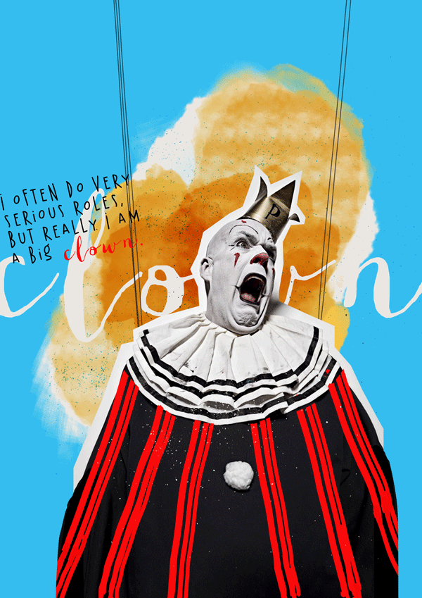 poster gif clown color design bipolar London art collage brush watercolor