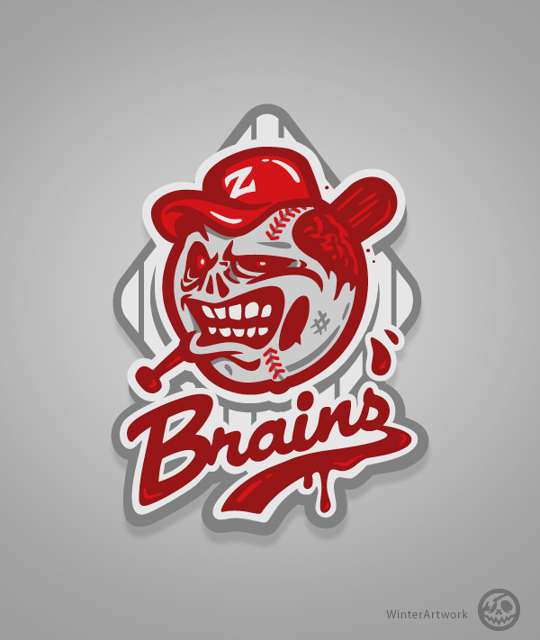 zombie baseball logo undead Brains