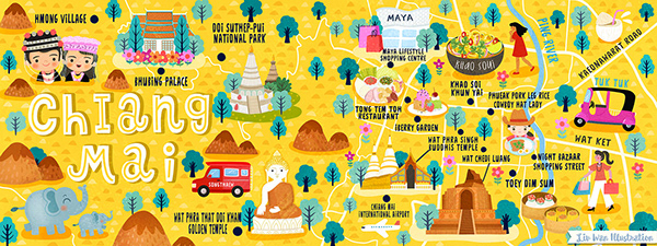 Chiang Mai Thailand Map Illustration