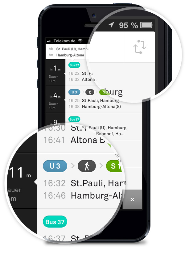 app public transportation bus train subway Ubahn bahn guidance Guide UI Interface ux Website landing page navigation