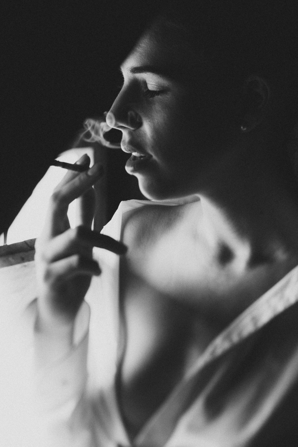 people portrait Sensual Portrait smoking cigarette woman black and white