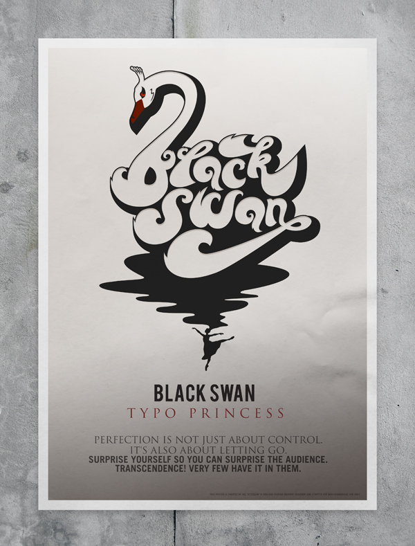 black swan typo typographic poster grafitti