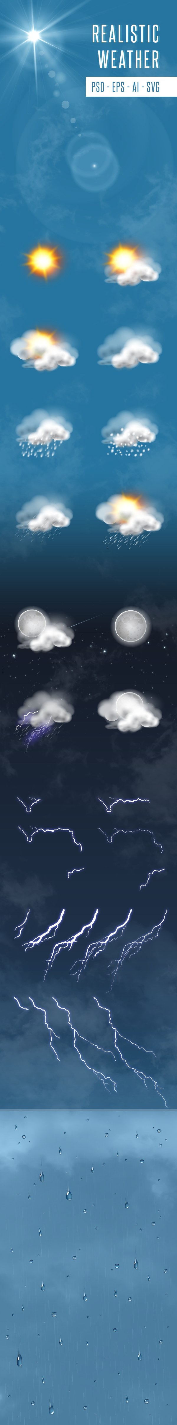 clouds color Icon moon multi Perspective storm Sun thunder weather wind drop water rain snow