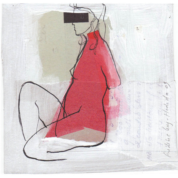 collage mixed media drawings Paintings contemporary French france art red woman figures figurartive modern graphic graphism