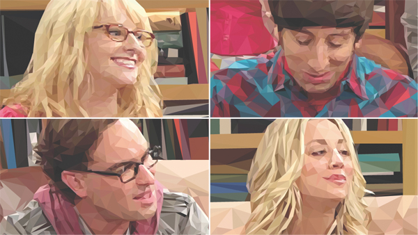 Low Poly artwork illustrations pathing Illustrator adobe Big Bang Theory penny howard rajesh sheldon leonard sitcom television cbs