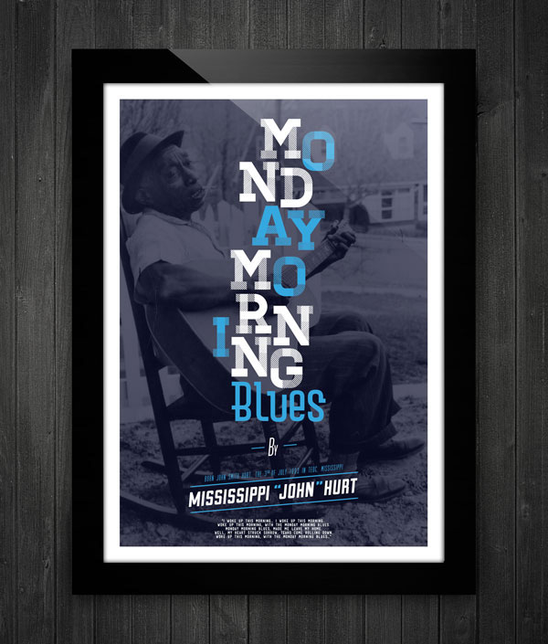 poster  advertising  blues Monday MORNING Mississippi crazy youths design typo blues music