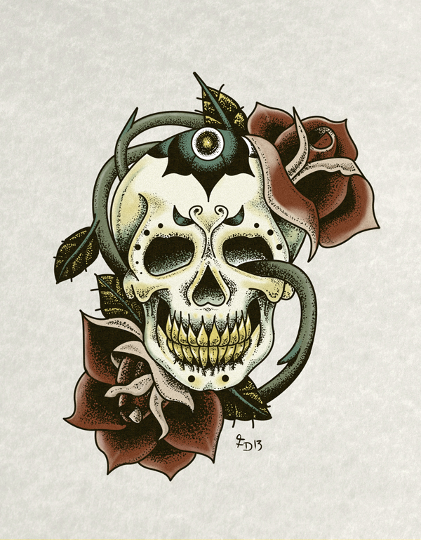 new school skull tattoo drawings