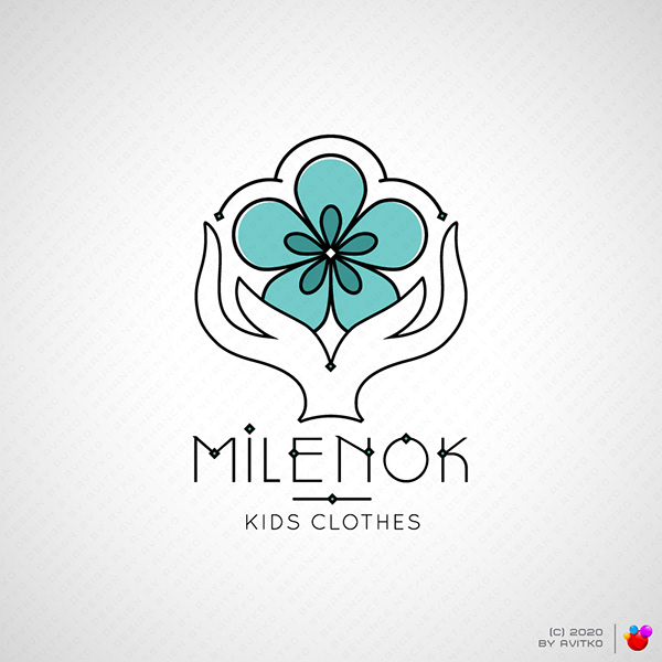 Kids clothes shop business logotype icon floral style