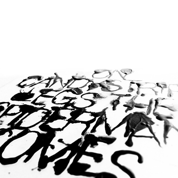 acrylic glass paint type lettering distortion photograph black and white light shadow abstract Lyrics