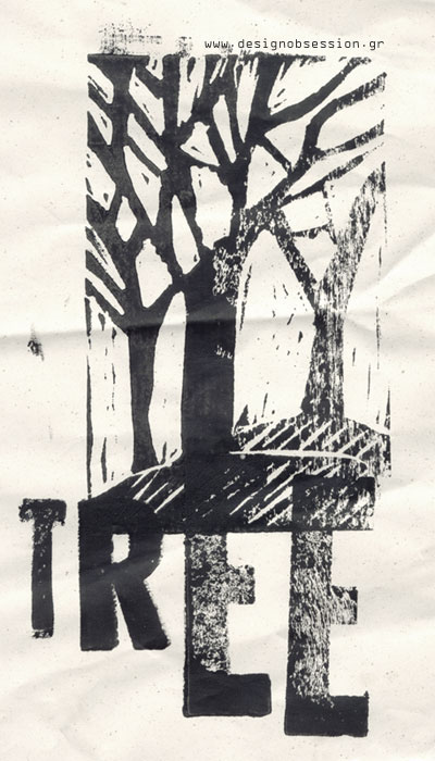 linocut Tree  ink