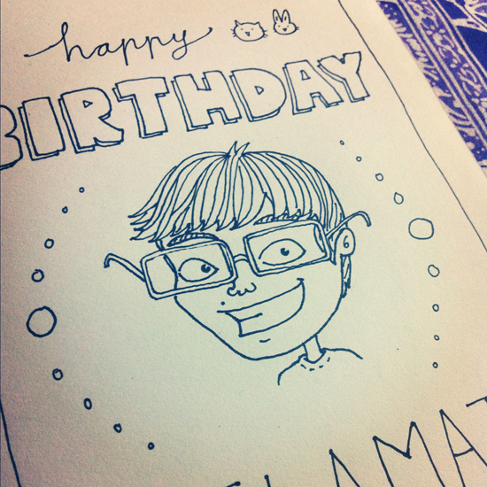 card  Birthday caricature   face