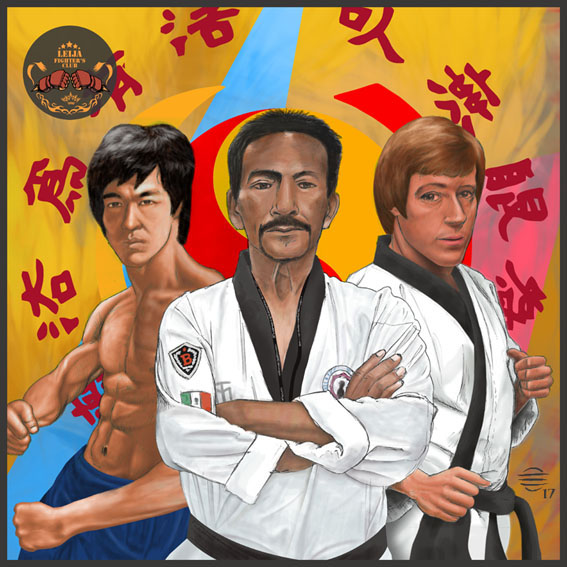 ilustracion dibujo bruce lee Chuck Norris artes marciales kung fu Fighter sport