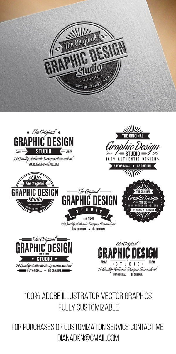 retro typography Insignias Retro vintage logos