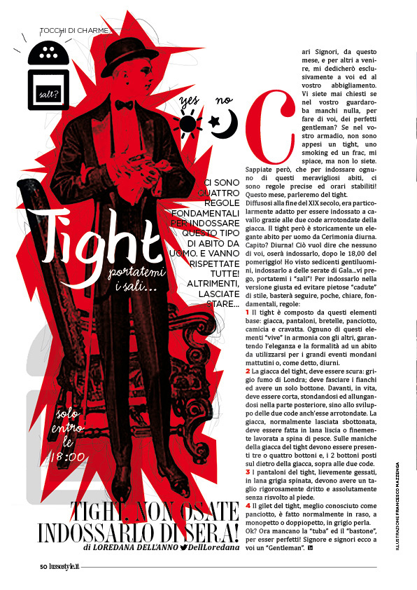 Lusso Style illustrazione Francesco Mazzenga Loredana Dell'Anno tight Digital Magazine