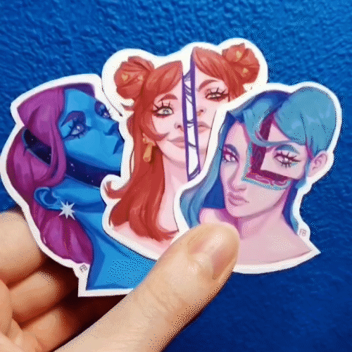 Character design  Cut head Fantasy Design galaxy girl ILLUSTRATION  print sticker stickers