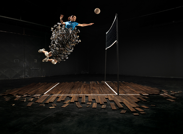 sport installation raw materials Olympic Games athletes staged photography