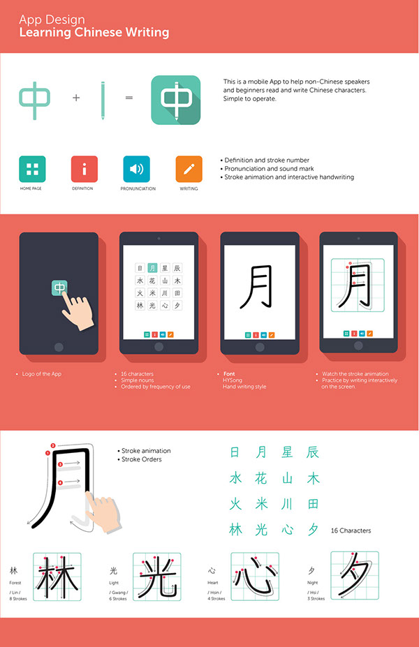 App Design + Branding | Learning Chinese writing on Behance
