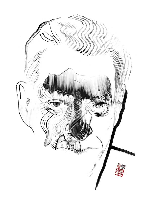 artistes Digital Art  écrivains encre de chine graphics illustrations musiciens noir et blanc peigne portrait