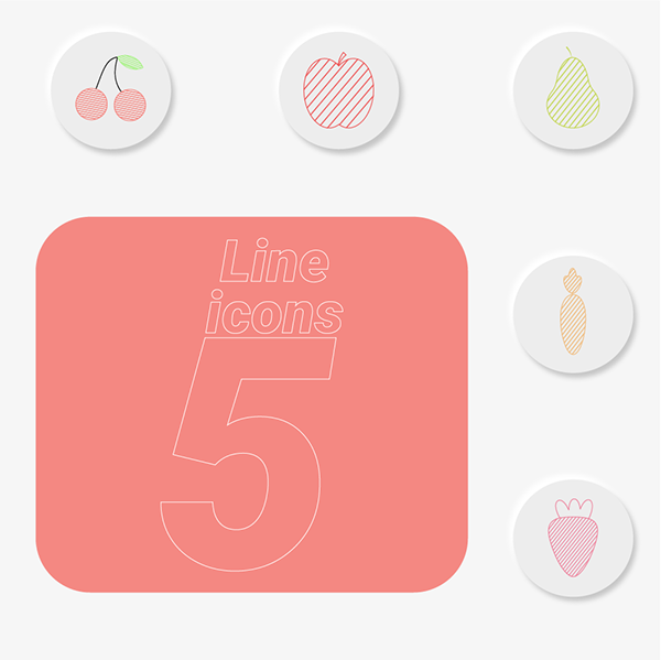 Outline design icons for healthy food mobile app