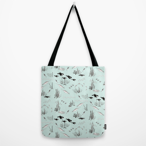 forrest Ocean plants pattern surface design Tote Bags