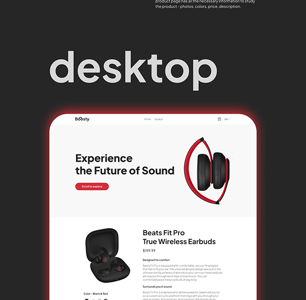 Headphones landing website design UX UI