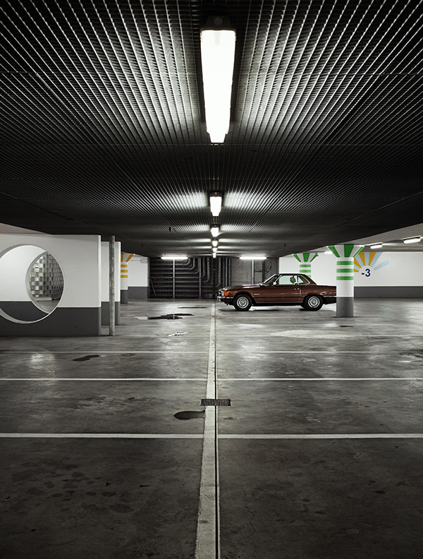 vintage car classic car car symmetry concrete Parking Garage